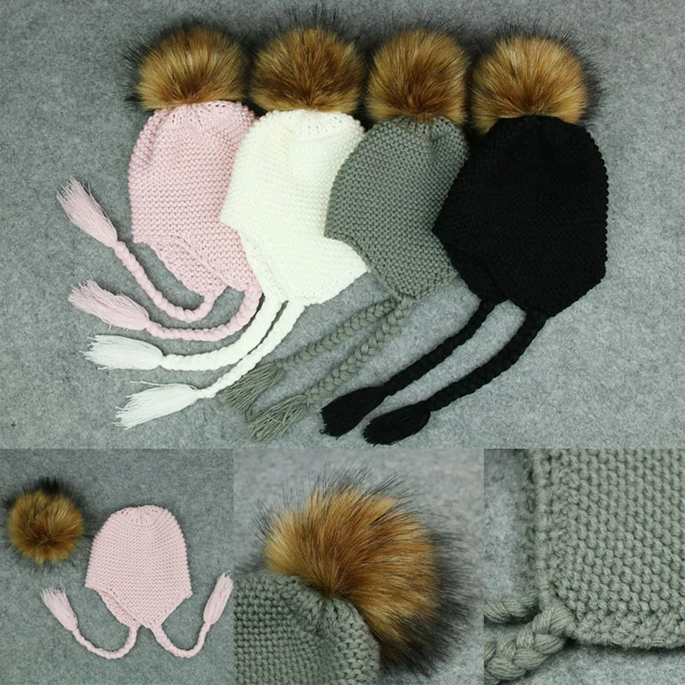 Детская зимняя шапка шапочка с помпоном бини собачка כבwinter Winter winter Зимняя