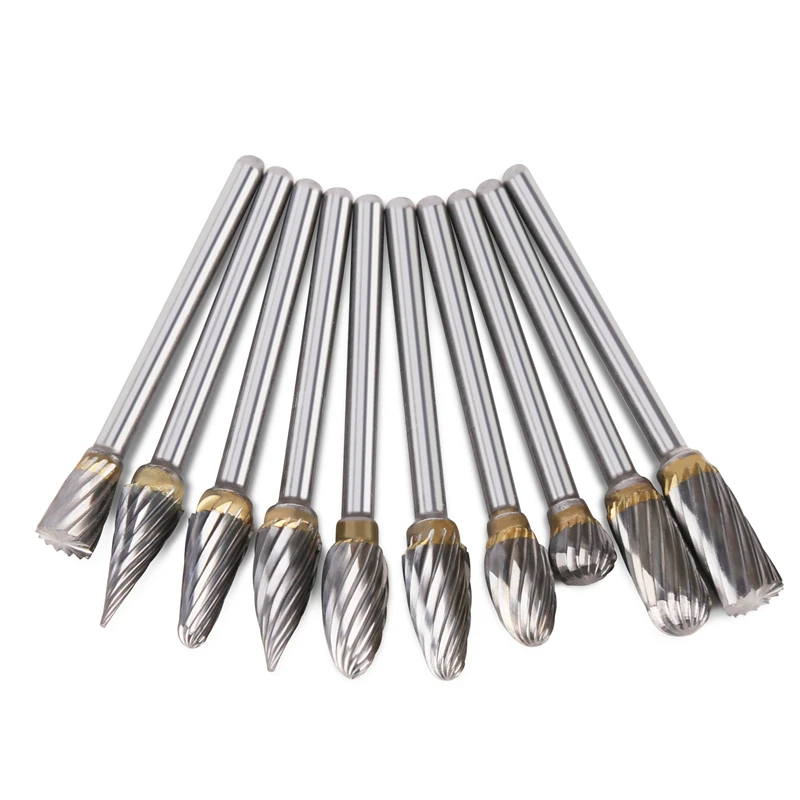 Free Shipping 10PCS/Set 3mm Round Shank 6mm Tungsten Carbide Rotary File Burr For Grinding Wood Iron Steel Milling Cutter | Инструменты
