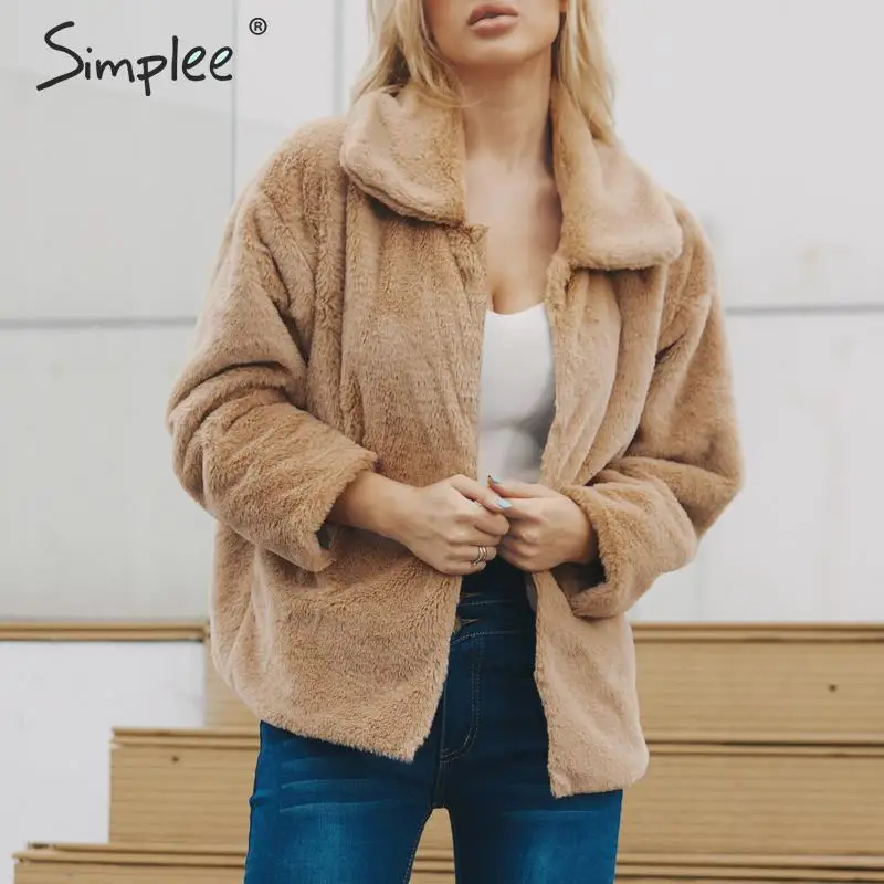 Simplee повседневное женское пальто из искусственного меха размера плюс на