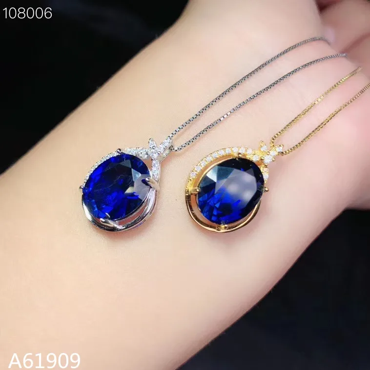 

KJJEAXCMY boutique jewelry 925 sterling silver inlaid blue corundum gemstone female necklace pendant mini