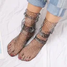 Носки женские, прозрачные, сетчатые, тонкие, с кружевом