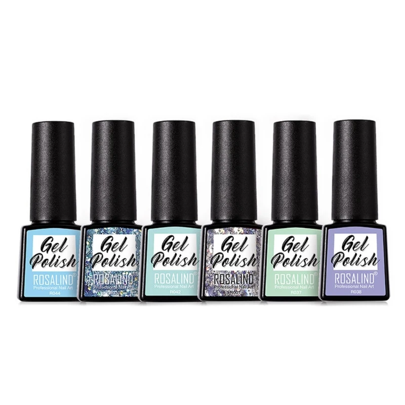 

6 Colors Gel Polish Kit Fashion Nail Art Design Soak Off LED Lamp Nails Art Manicure Decoration Kit New Year Holiday Gifts Set