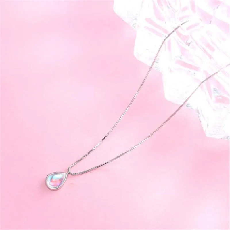 Женское ожерелье из серебра 925 пробы с подвеской в виде капли воды и Луны |