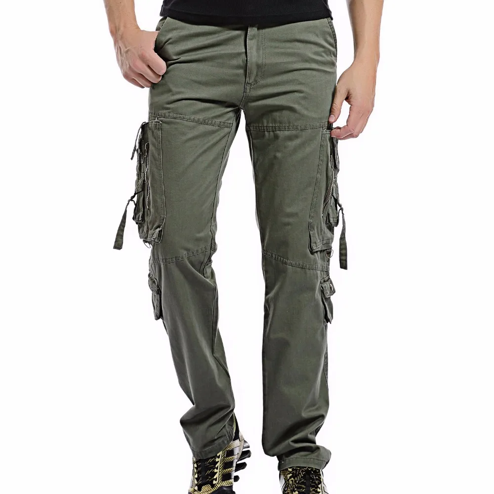 

New Mens Cargo Pants Multi Pocket Overall Mens Combat Cotton Trousers Army Casual Joggers Pants Men Plus Size 42 Drop Shipping