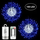 Новогодний декоративный фейерверк 2022, светодиодная сказосветильник лампа, медная проволока, водонепроницаемая Гирлянда для дома и улицы, Рождественский светильник