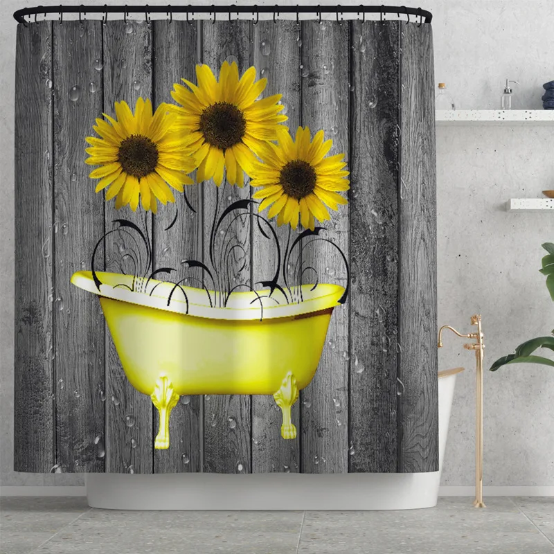 Набор ковриков для ванной с цветочным рисунком и занавески душа крышка унитаза