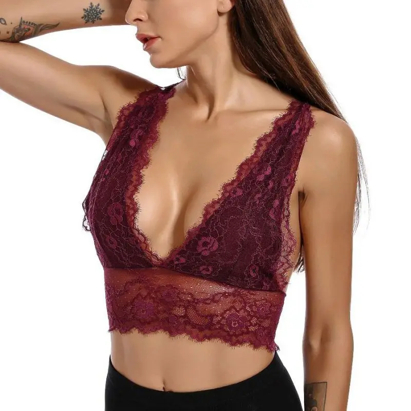 Кружевной тонкий бюстгальтер без косточек сексуальное Полупрозрачное кружевное