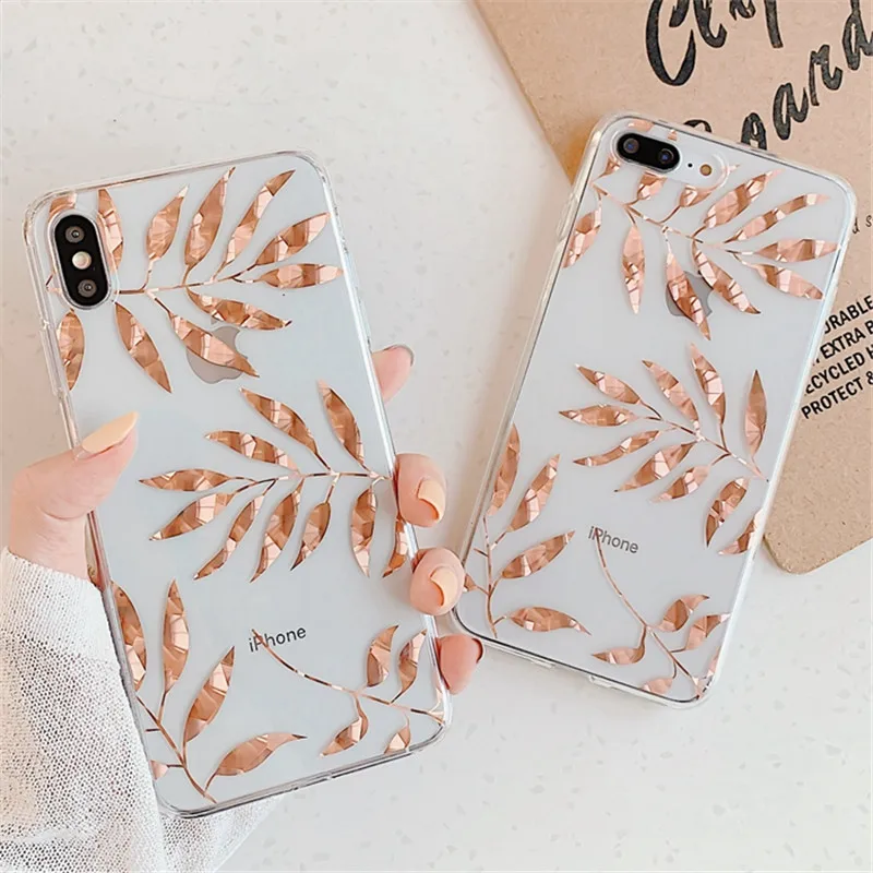 Роскошный чехол для телефона с золотыми листьями iphone 11 Pro max XS Max XR X 7 8 plus задняя