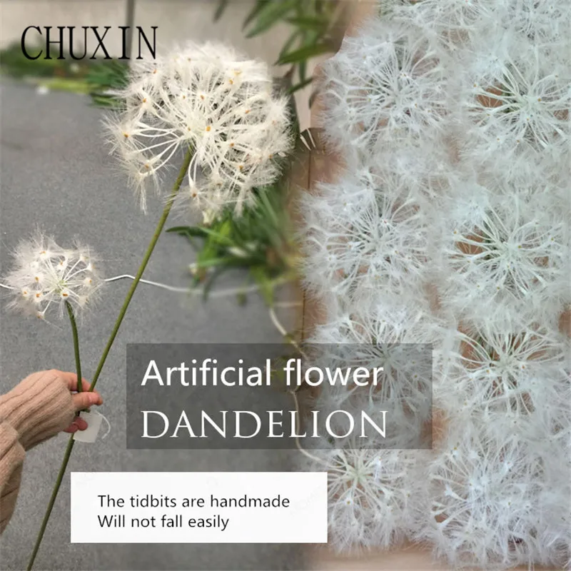 2 head whtie DIY моделирование одной длинной ветки сухой Одуванчик дома подоконник украшения искусственный цветок для свадьбы украшения подарок на день Святого Валентина - Цвет: 2 head whtie