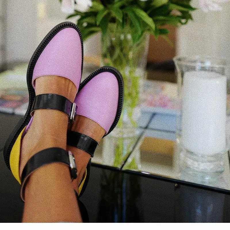 Фото AIWEIYi/женские сандалии на плоской подошве обувь платформе с закрытым круглым