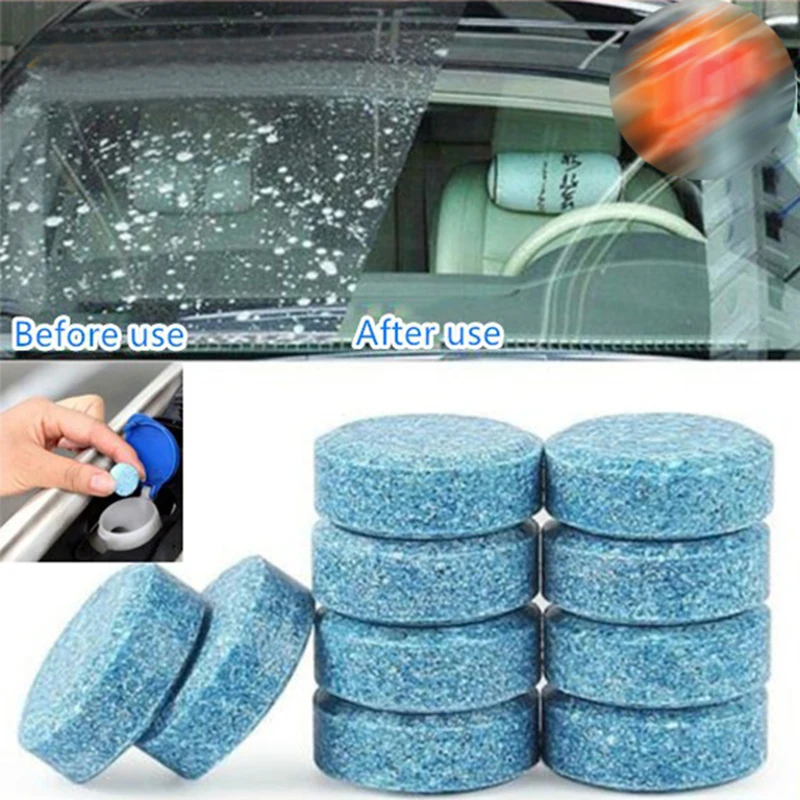 

10 Pcs Multifunctional Car Concentrated Solid Glass Water Effervescent Tablet Strong Decontamination Windshield Glass Washer
