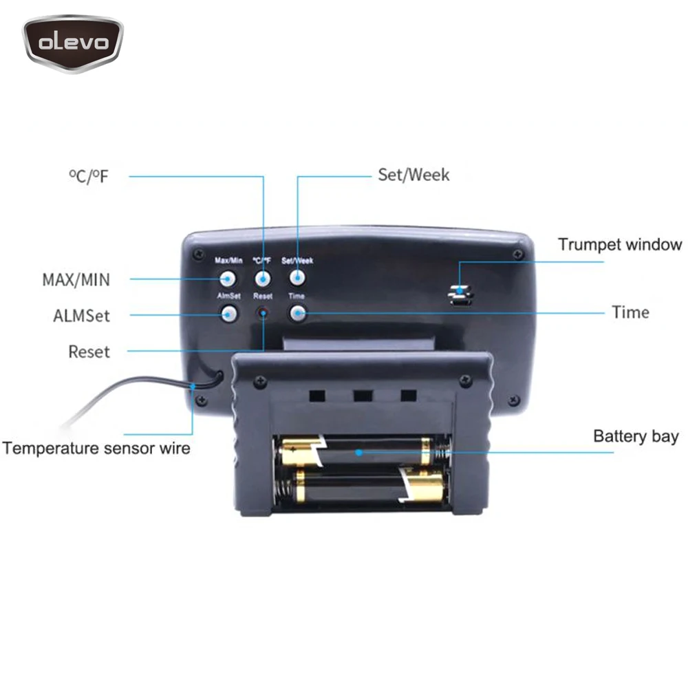 Автомобильные часы 12 В автомобильные с двойной температурой цифровые