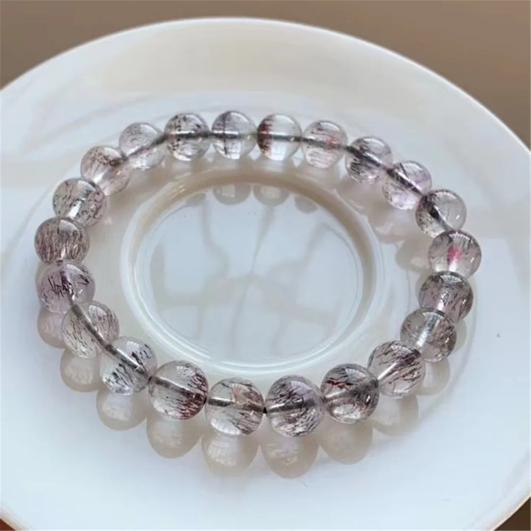 

Натуральный кварцевый браслет Super Seven Melody для женщин и мужчин, 8 мм, кристалл богатства, подарок на любовь, круглые бусины ювелирные изделия н...