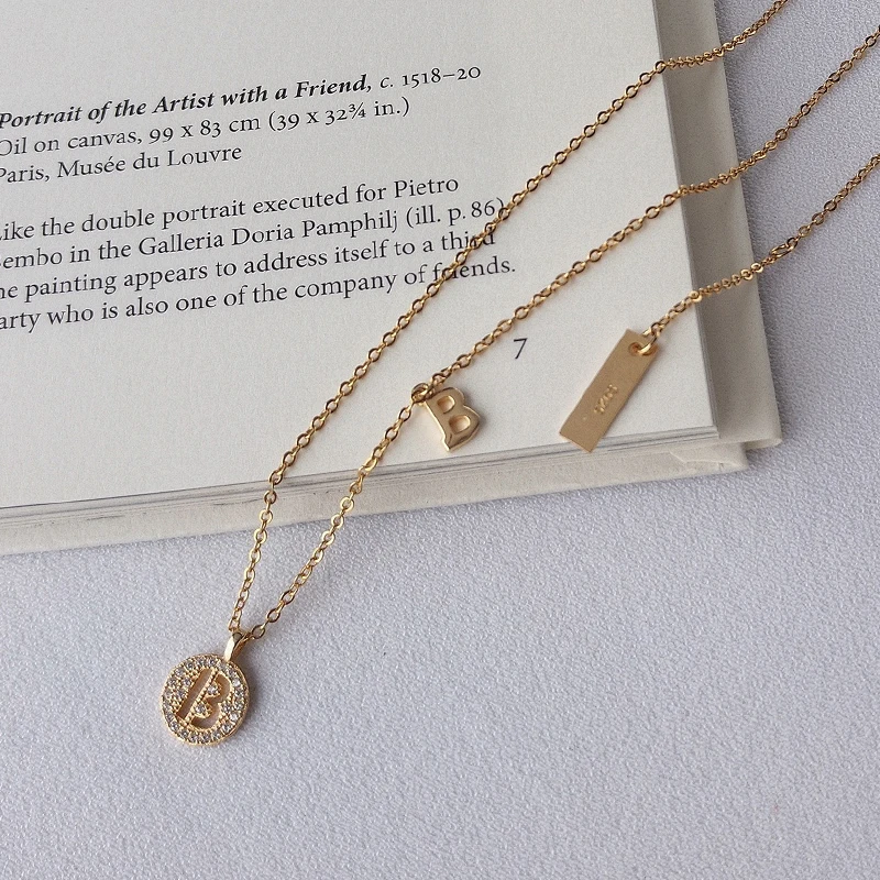 ZS 1 PC A-Z Alphabet Letter Pendant Necklace For Women Girls Champagne Gold Color 925 Silver Initial Chain Choker Jewelry Gift | Украшения