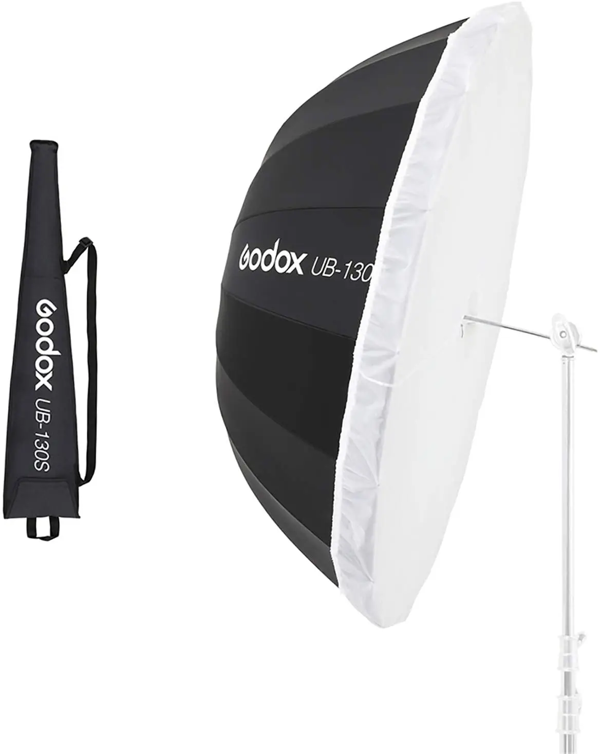 

Godox UB-130S 51 inch 130cm Parabolic Inner Silver Reflec Umbrella Studio Light Umbrella with Diffuser Cover Cloth(UB-130S)
