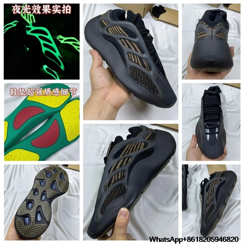 

High quality 700 V3 men women running shoes reflective trainers collegiate green breathable tennis triple White footwear sneaker