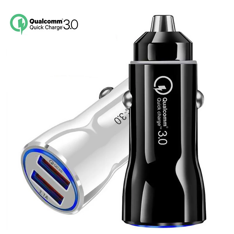 

mini Car USB Charger Quick Charge 3.0 2.0 Mobile Phone Charger 2 Port USB Fast Car Charger for iPhone X mini Tablet Car-Charger