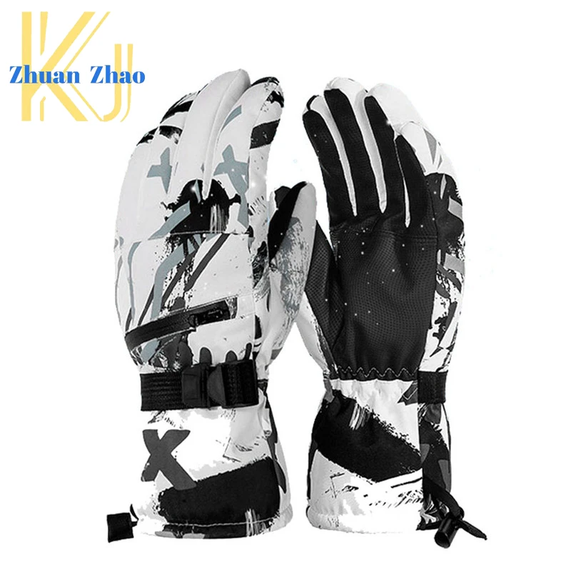 

Winter Ski Gloves Touch Screen Fleece Winter Warm Ski Gloves Ultralight Waterproof Motorcycle PU Leather Warm Snow Gloves Unisex