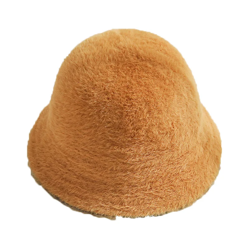 

bucket hat Imitation mink furhat winter warm Fishing Caps Faux Fur Bucket Hat Women tide Flat Top Hats UV Protection Fisherman