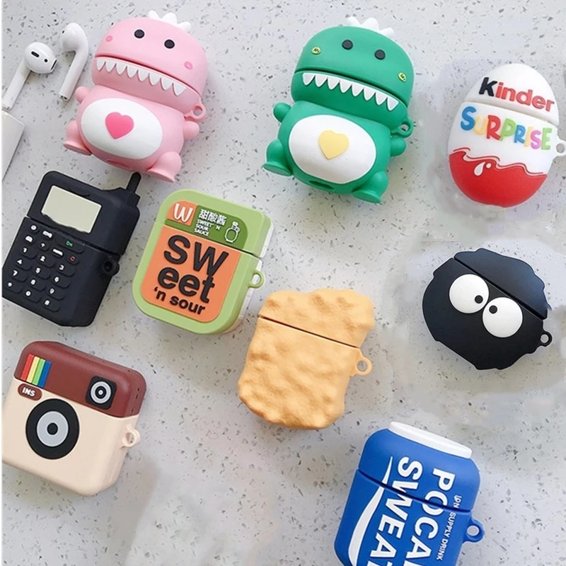 

3D Cartoon Dragon funny cute silicone Case For Apple Airpods 2 1 cover For Air pods 1 2 Case Wireless charging soft Cover Box