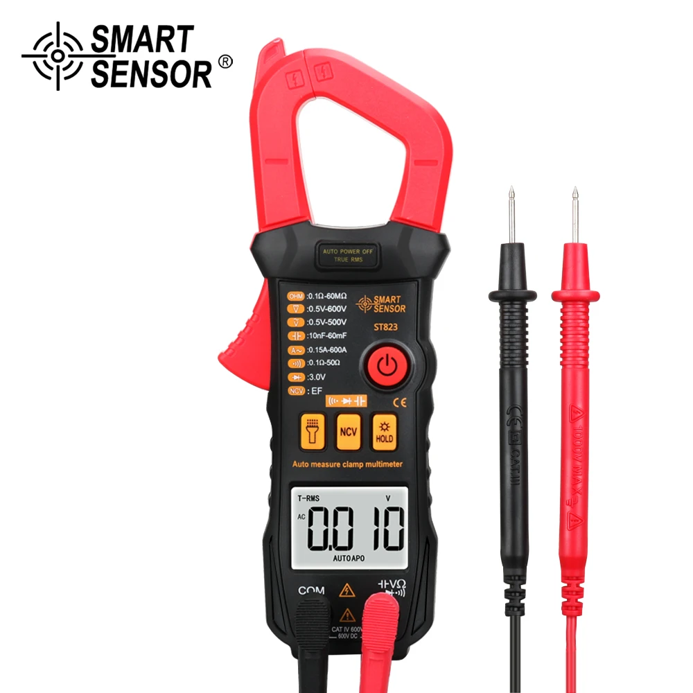 Цифровой мультиметр зажим Бесконтактный вольтметр тестер с функцией True RMS AC/DC для