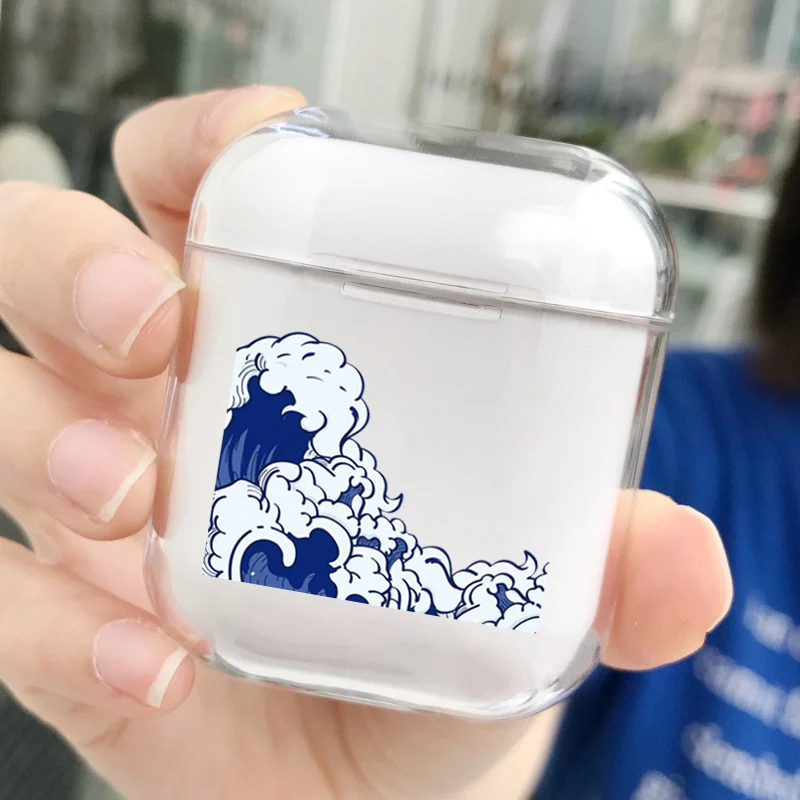 Мягкий силиконовый милый Чехол Air Pods для Apple airpods, Роскошный прозрачный чехол Airpods с рисунком морской волны, аксессуары для наушников
