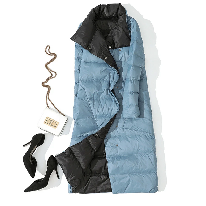 2019 осенне зимняя повседневная куртка на белом утином пуху Женская длинная