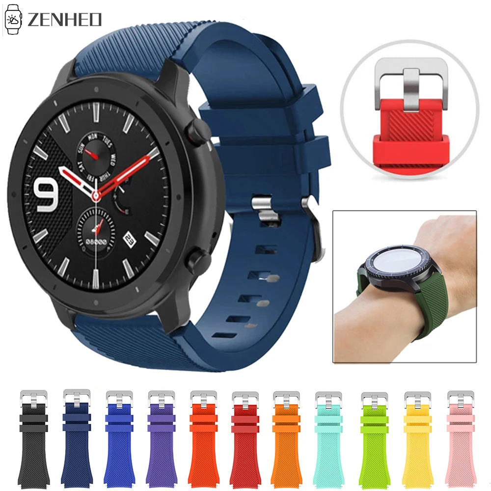 

Ремешок силиконовый для Xiaomi Huami Amazfit GTR 47 мм/GTR 2 2e, сменный Браслет для часов Huami Amazfit Pace Stratos 3 2 2S, 22 мм