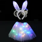 Женская юбка-пачка со светодиодсветильник кой, Яркий Рождественский костюм кролика, повязка на голову с ушами, юбка на день рождения, новинка 2022