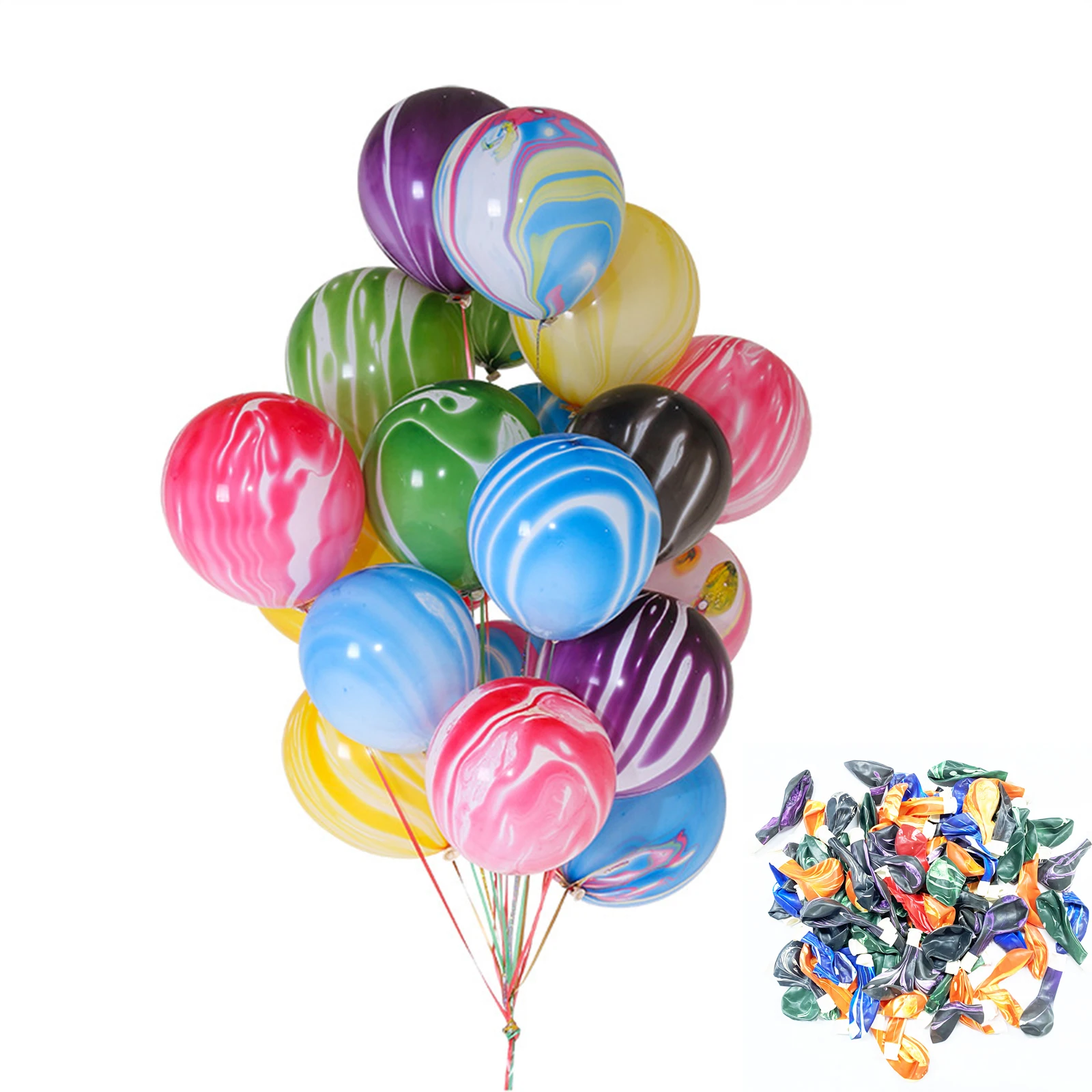

100 шт. Мрамор Агатовые латексные воздушные шары, 10 дюймов тай-дай радужные воздушные шары, завиток, воздушные шары, воздушные шары с гелием, н...