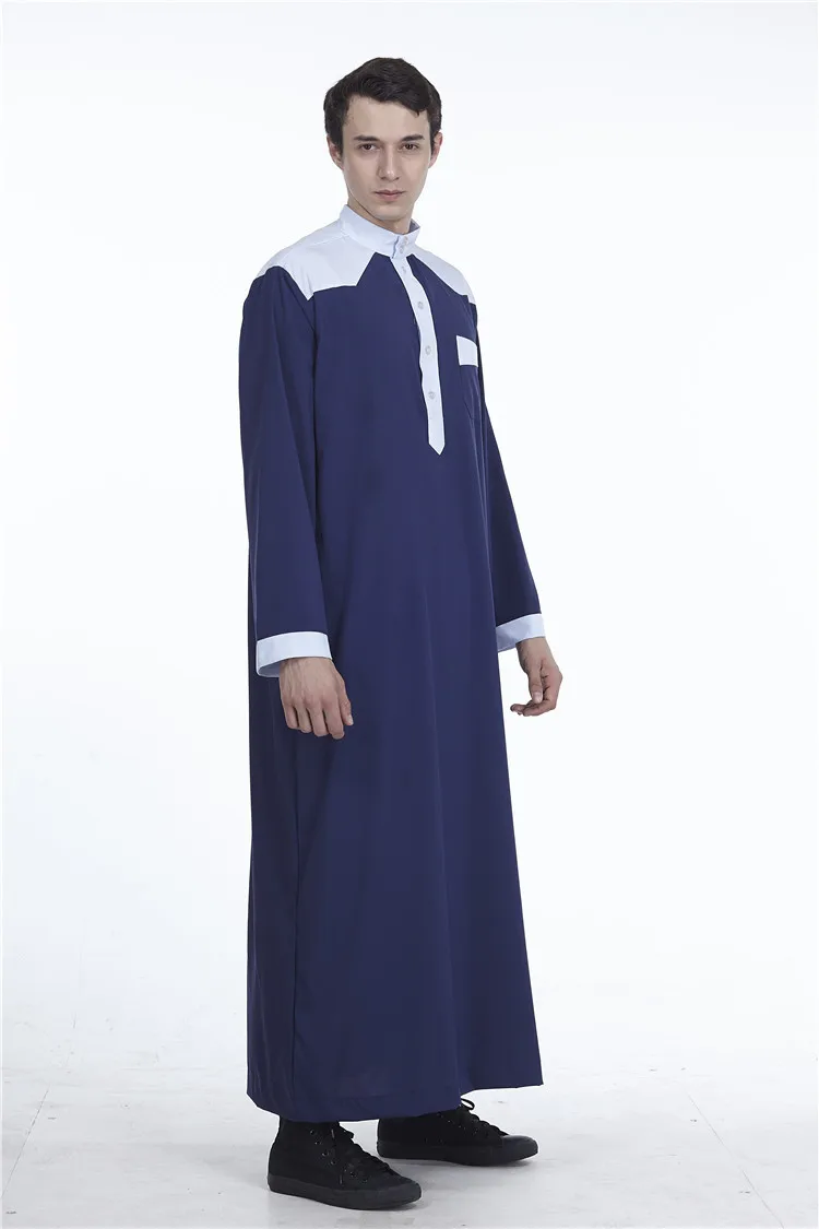 Men's RobeThe New National Color Matching Male Robes Saudi Arabia The Middle East Color Matching Simple Cotton Robe 2022 BUSHRA