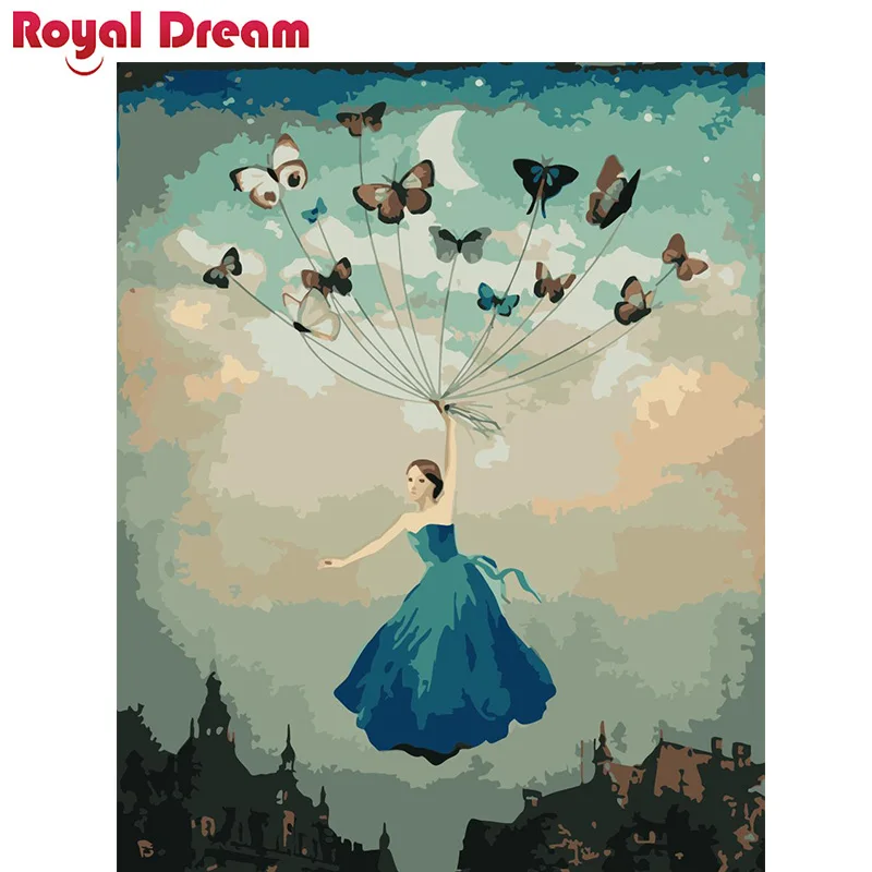 Девушка бабочка DIY картина маслом по номерам настенная живопись акриловое масло