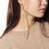 blijery fashion 2 line rhinestone 12cm long tassel earrings for women hanging dangle drop earrings wedding party jewelry brincos