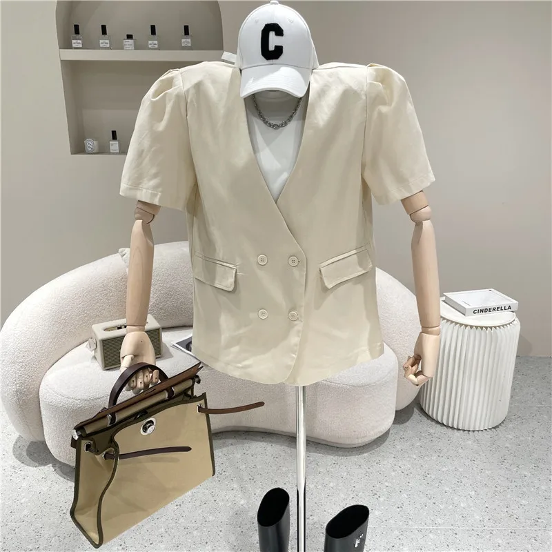 

New Women's Clothing Summer 2021 Fashion Loose versatile thin design top Short sleeve Puff sleeve Suit coat