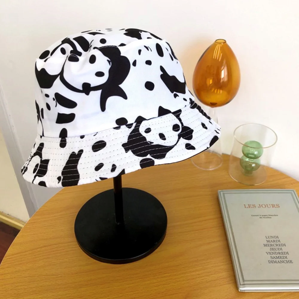 

1pc Outdoor Sunshade Cow Pattern Fisherman Hat Bucket Hat for Women Girl Ladies