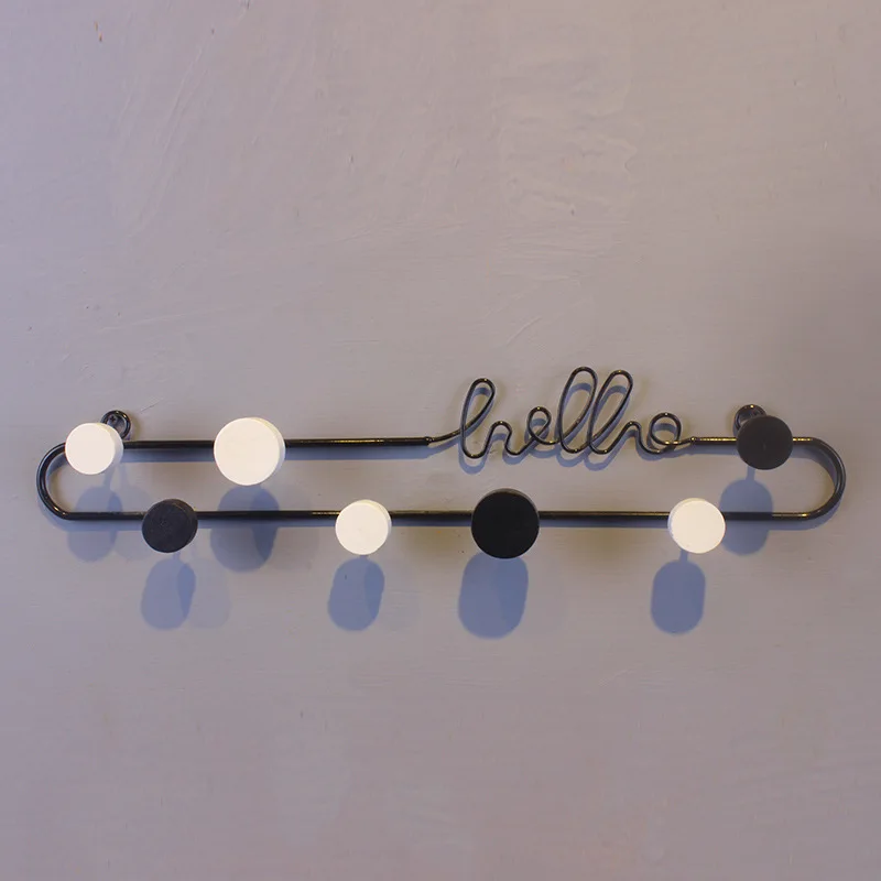 

American Retro Black and White Decorative Wall Hanging Clothes Rack Creative Clothing Shop Porch Door Hook Wall Iron Hook Tools
