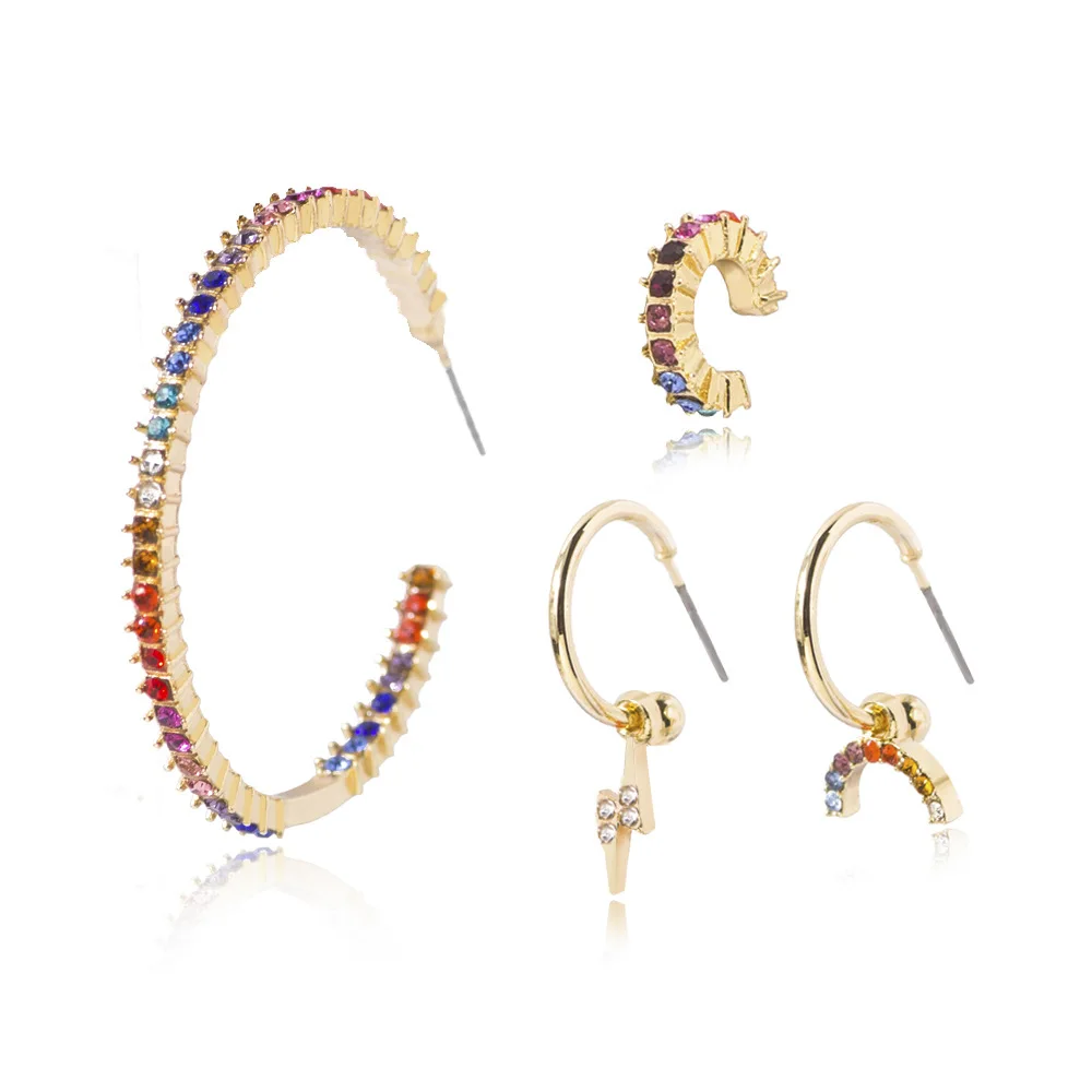 

Colorful Crystals Drop Earrings Fine Jewelry Accessories For Women Fashion Trend Rhinestone Stud Hoop Pendientes