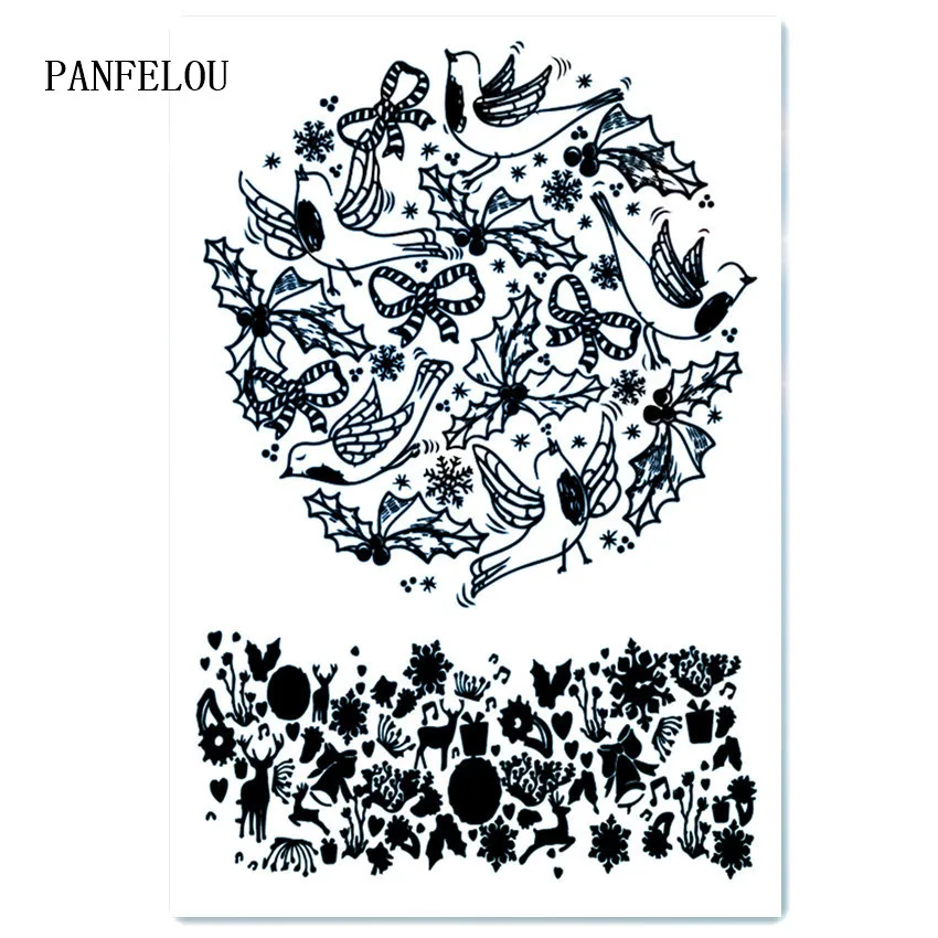 PANFELOU 11*16 Рождественский венок прозрачный силиконовый каучук прозрачные штампы