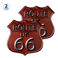 2 pack rusty highway route 66 metal sign us made vintage rustic garage man cave wall decor