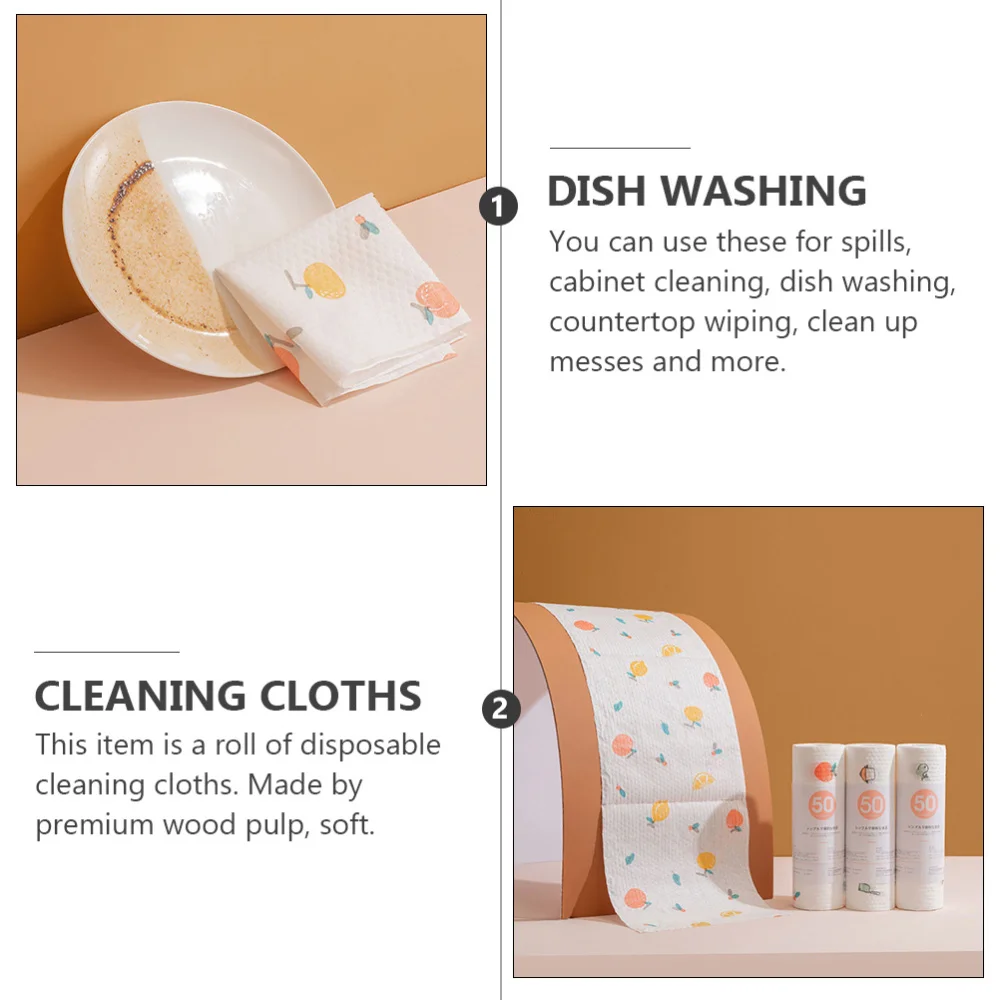 

4 Rolls of Disposable Dish Cloth Multi-functional Cleaning Cloth (Random Style)