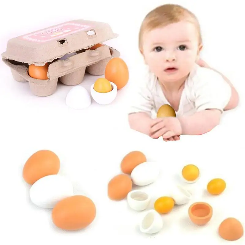 

Educational Egg Toys Wooden Eggs Pretend Play Toy Yolk Yolk