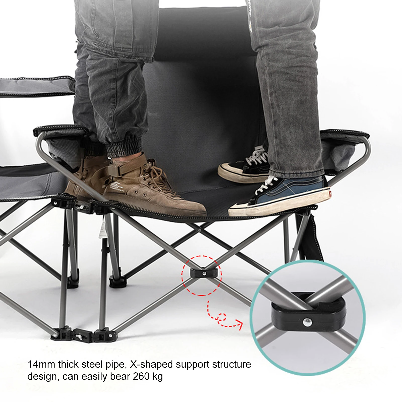 安い 折りたたみ椅子ダブルフォールディングポータブルキャンプ折り畳み椅子で2 · イン · 1旅行ビーチテラスピクニック裏庭