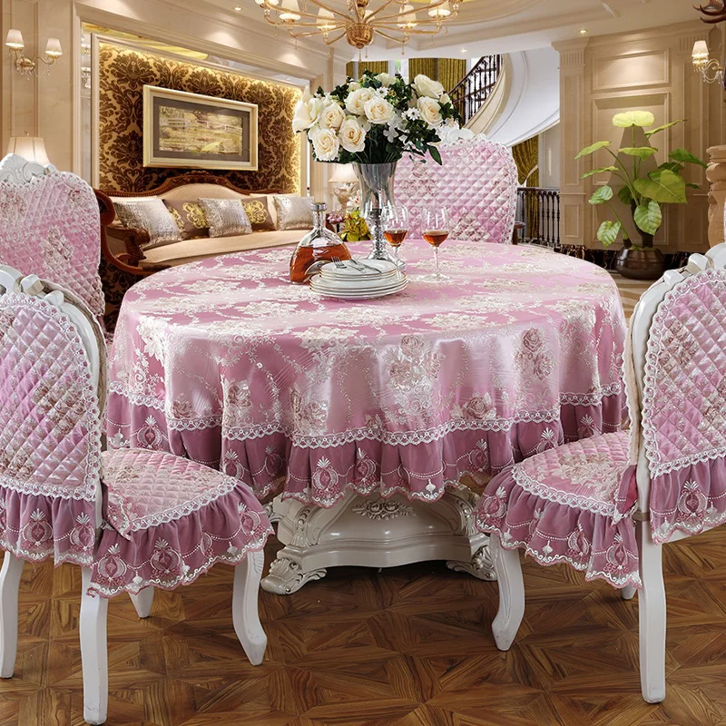 Роскошная кружевная скатерть для стула круглая прямоугольная