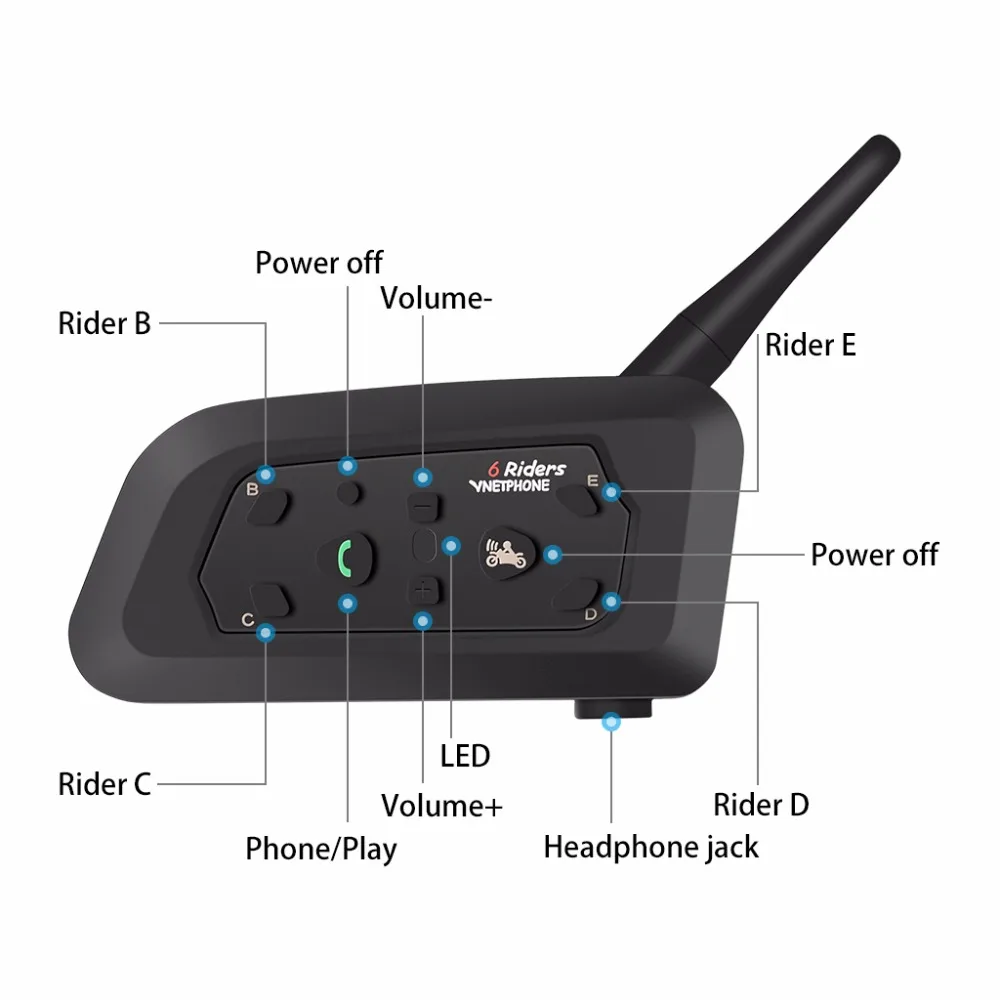 Vnetphone V6 переговорное bluetooth устройство для мотоциклетного шлема 1200 м мотоцикл 6