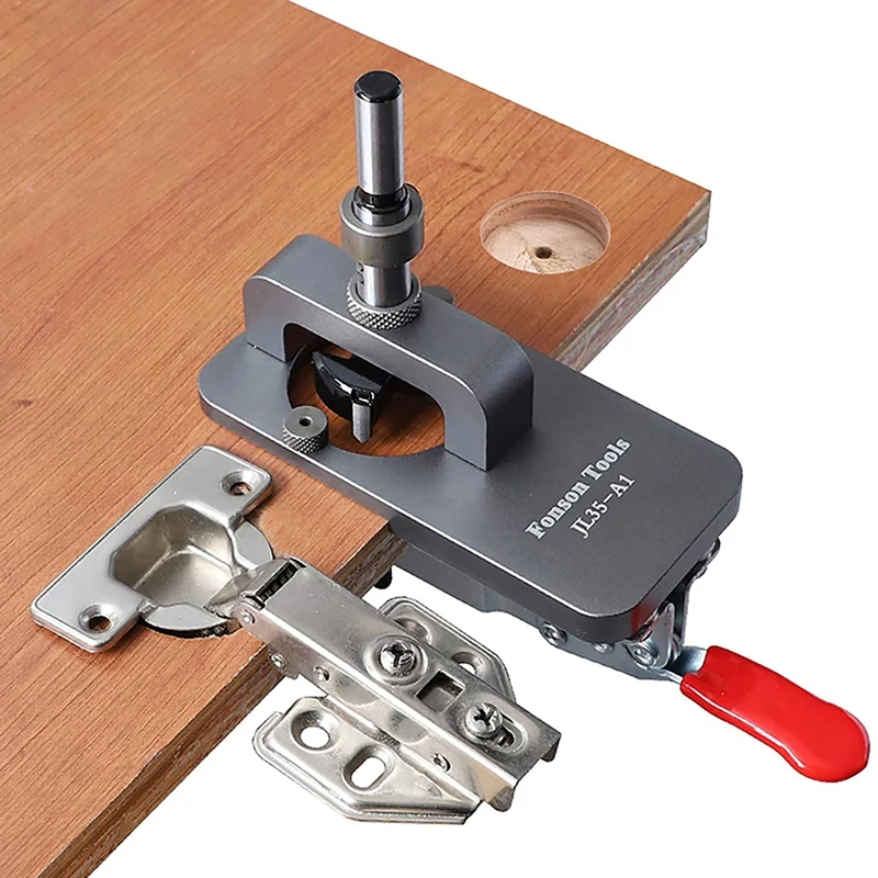 

35mm Boring Jig Woodworking Hole Drilling Guide Locator with Fixture Aluminum Alloy Hole Opener