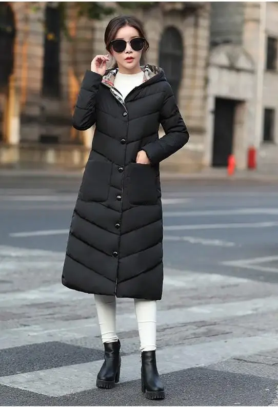2019 Зимняя парка пуховое хлопковое Женское пальто с капюшоном зимняя Длинная