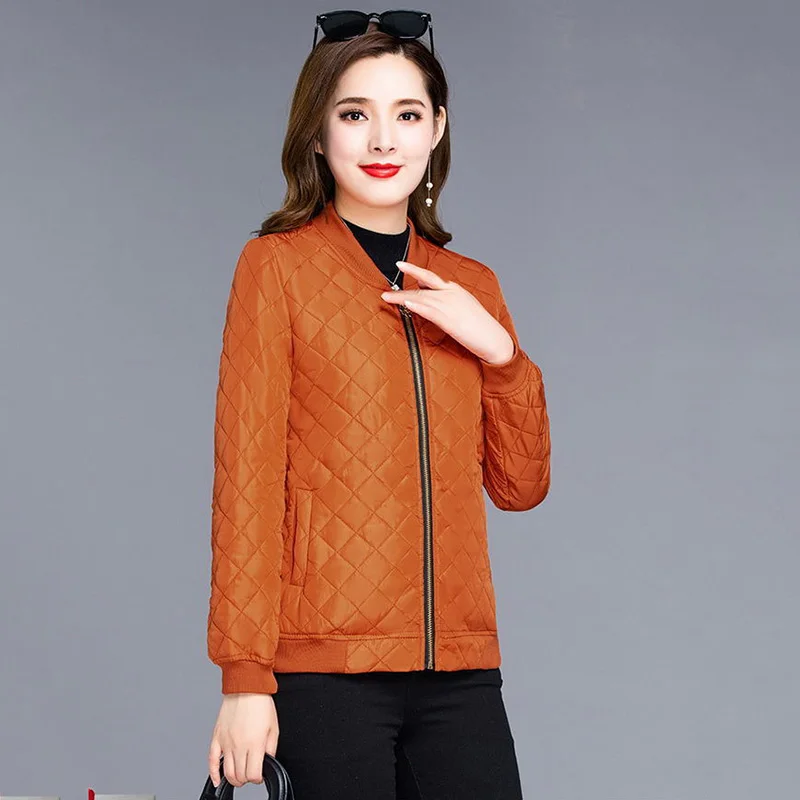 

Casual Women's Winter Short Down Jacket Fashion Elegant Lozenge Zip-up Caot Ladies Korean Style thick Warm bomber Outwear