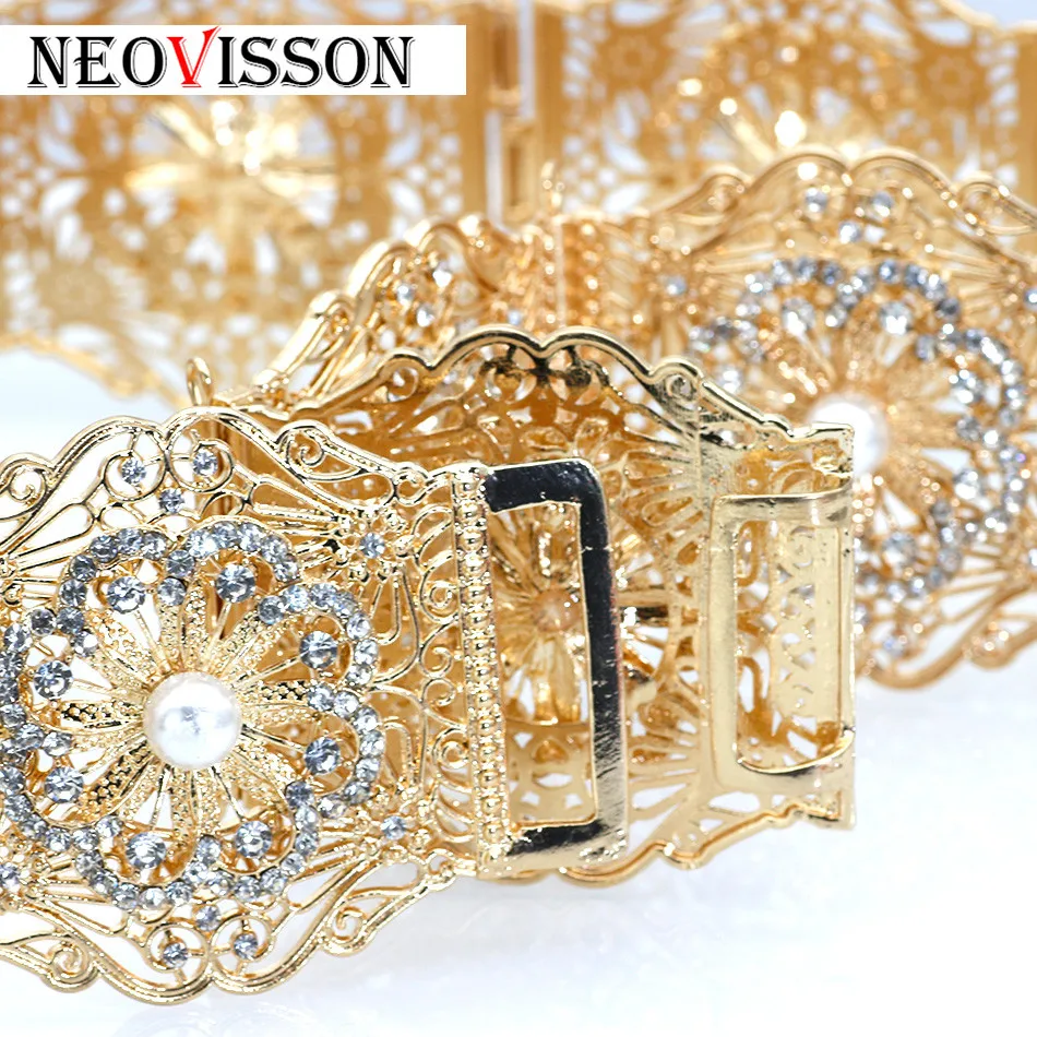 NEOVISSON Morocco Caftan Rhinestone металлический поясной ремень для женщин этнические Свадебные украшения для тела Искусственный жемчуг Закавказский пояс цепочка