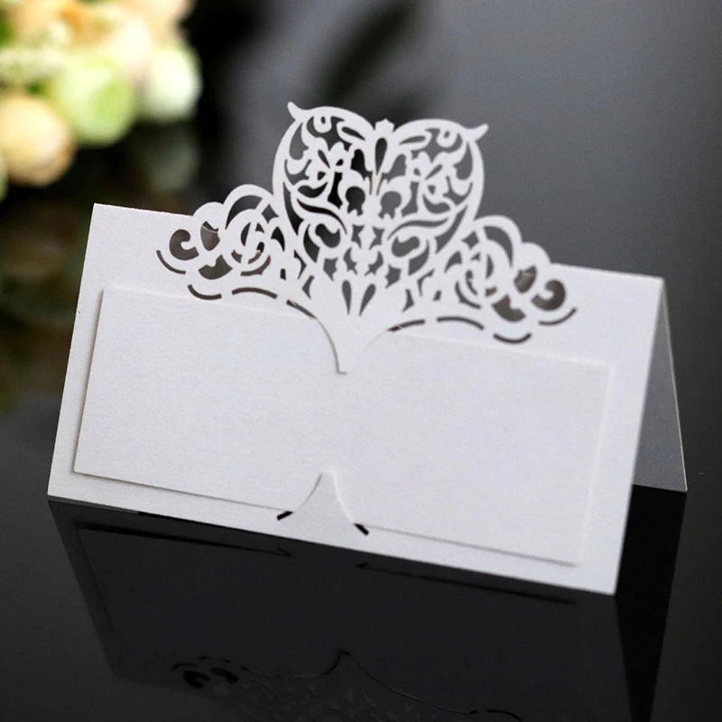 

50pcs Laser Cut Heart Table Name Place Cards Seating Decoration DIY Paper Wedding Birthday Party Table Decoration Seating Number