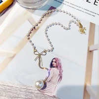 ustar fashion pearl bowknot choker necklaces for women bijoux long big pearl pendant necklaces accessories jewelry gifts